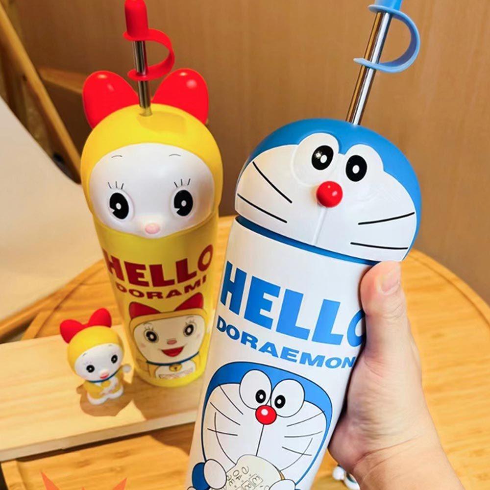 AHUA 阿華有事嗎 哆啦A夢立體大頭杯蓋吸管不鏽鋼保溫杯 F0053 生活百貨 吸管水杯 保溫杯-細節圖3