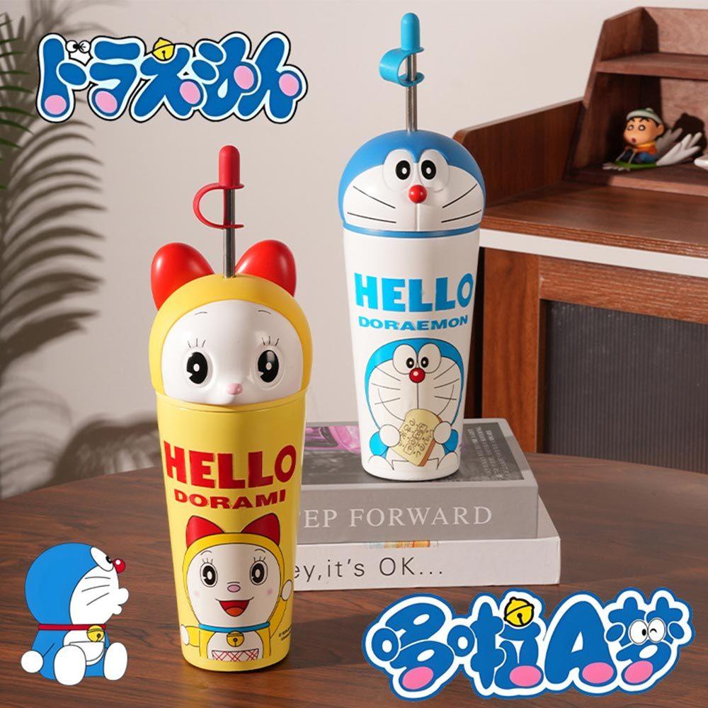 AHUA 阿華有事嗎 哆啦A夢立體大頭杯蓋吸管不鏽鋼保溫杯 F0053 生活百貨 吸管水杯 保溫杯-細節圖5