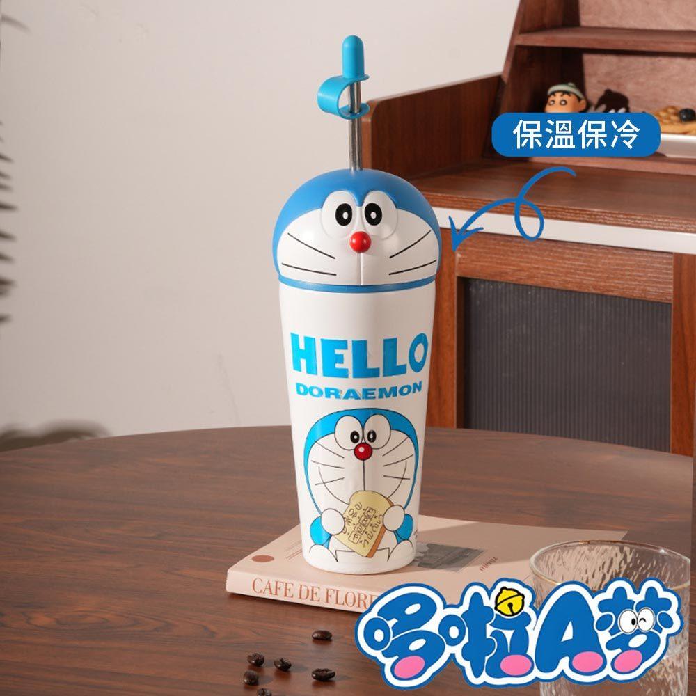 AHUA 阿華有事嗎 哆啦A夢立體大頭杯蓋吸管不鏽鋼保溫杯 F0053 生活百貨 吸管水杯 保溫杯-細節圖6