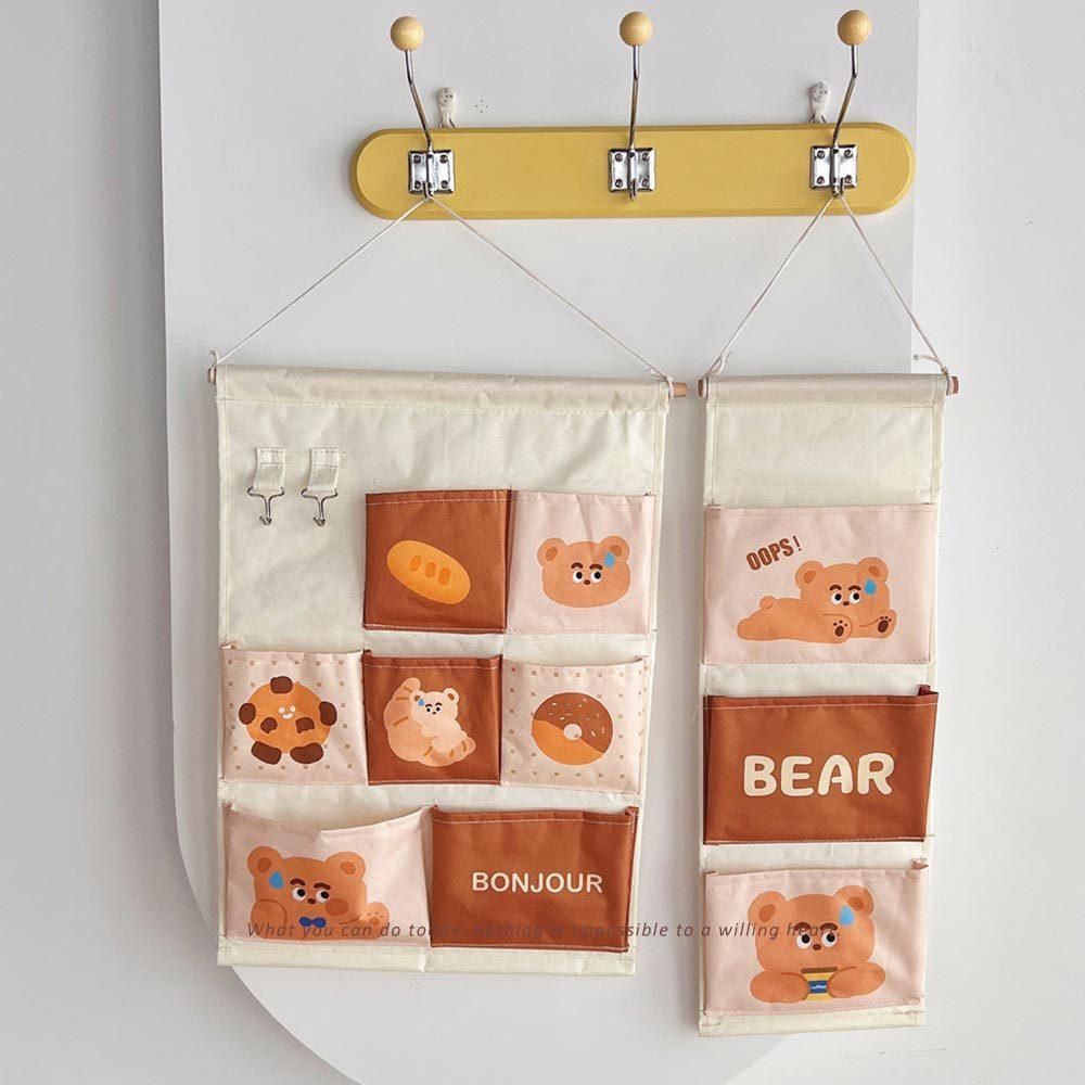 AHUA 阿華有事嗎 可愛卡通動物掛壁式收納袋7格款 F0048 生活百貨 分隔袋 收納袋-細節圖7