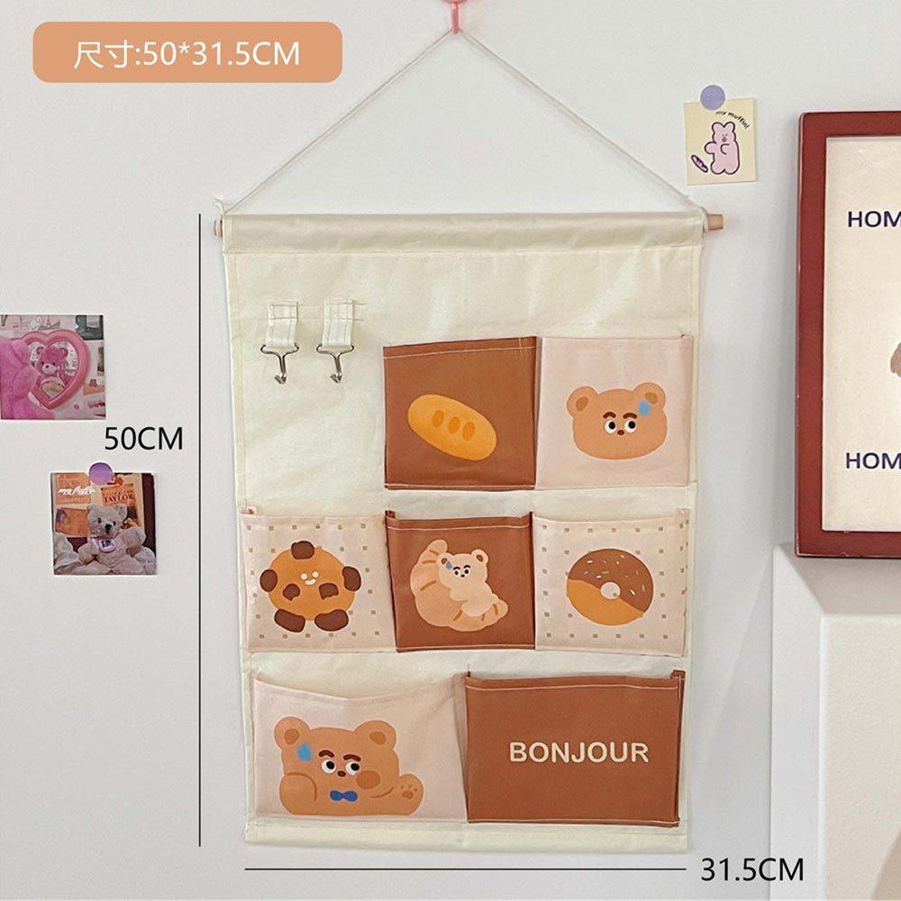 AHUA 阿華有事嗎 可愛卡通動物掛壁式收納袋7格款 F0048 生活百貨 分隔袋 收納袋-細節圖9