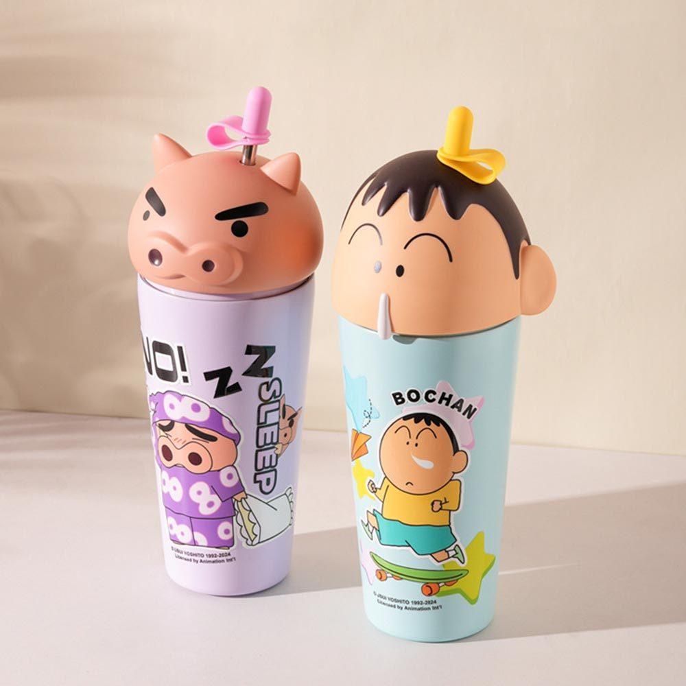 AHUA 阿華有事嗎 蠟筆小新立體大頭杯蓋吸管不鏽鋼保溫杯 F0052 生活百貨 吸管水杯 保溫杯-細節圖3
