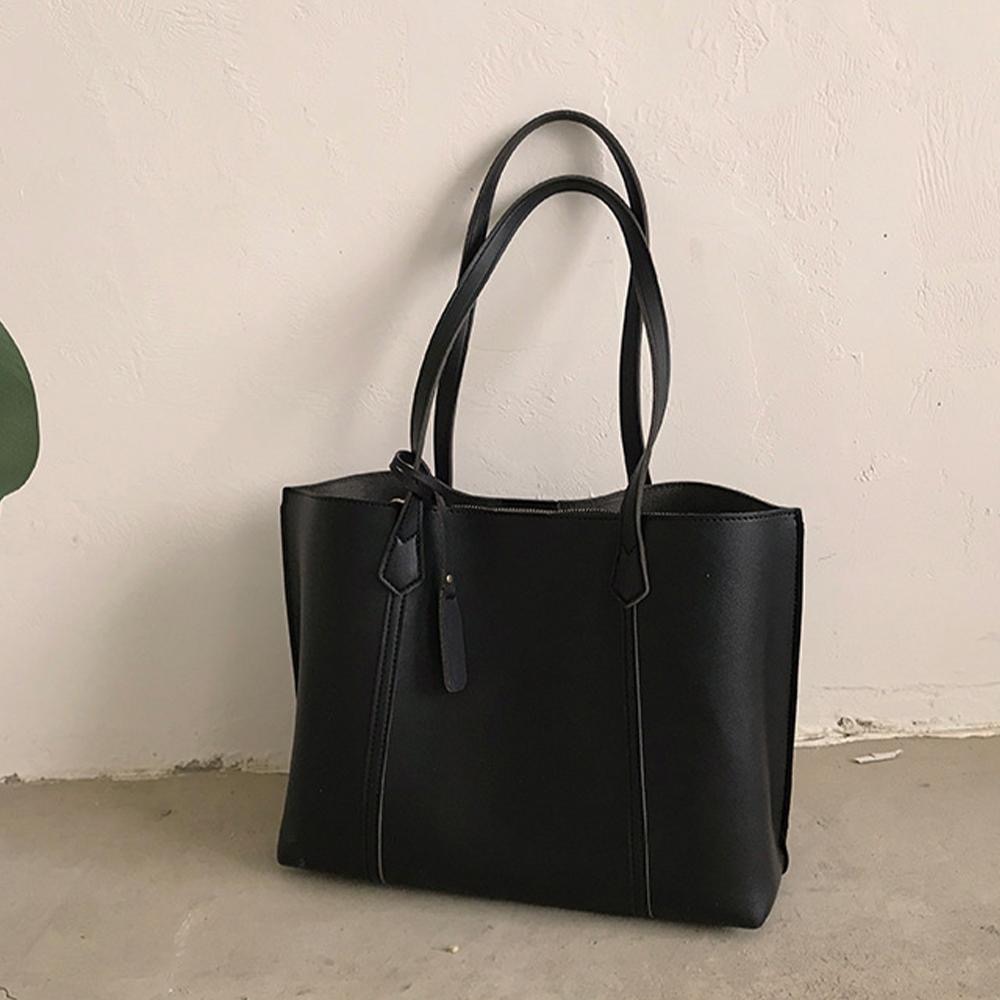 AHUA阿華有事嗎 韓系大容量皮革吊牌托特包 B0035  韓妞必備 百搭配件 包包 手提袋 肩背包 托特包-細節圖8