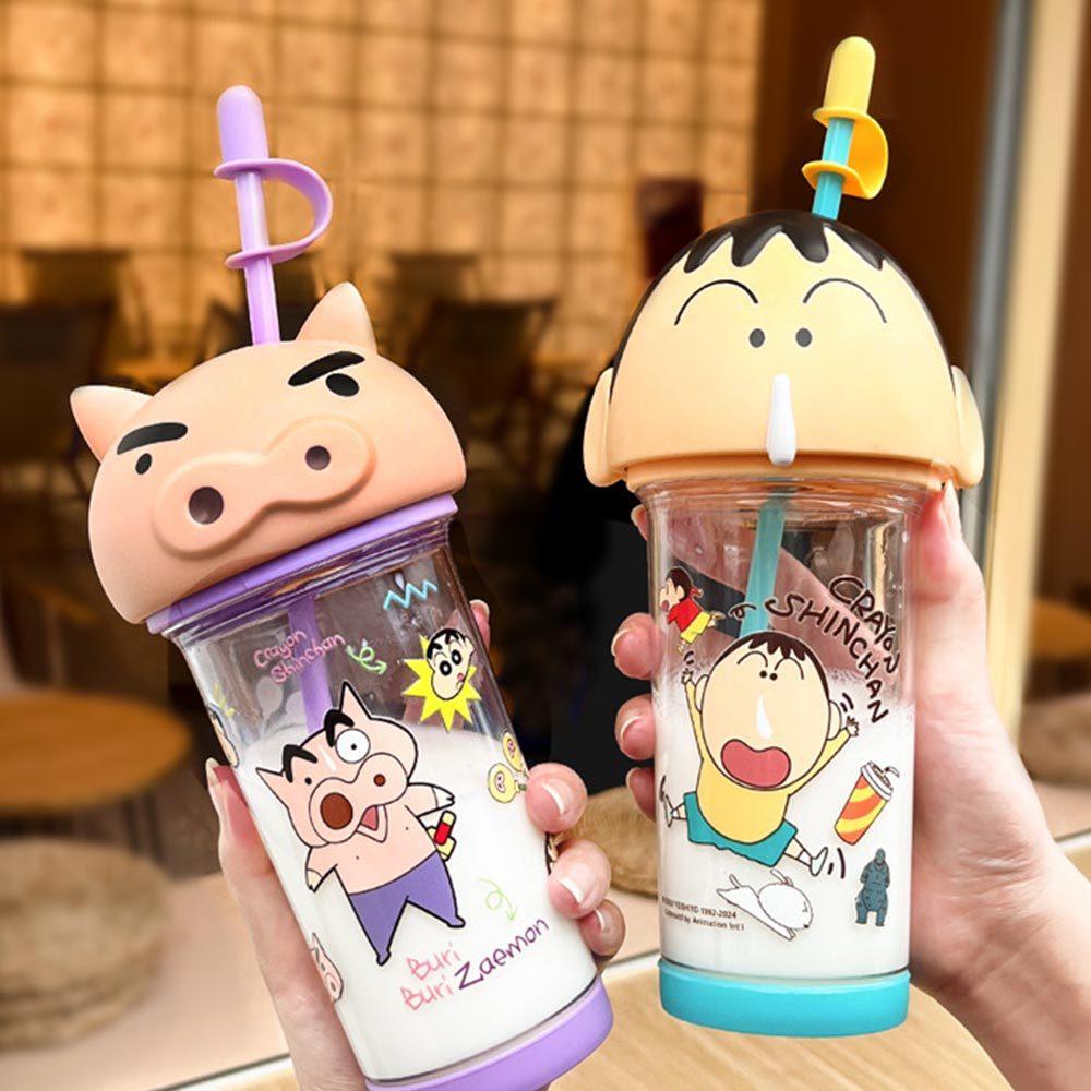 AHUA 阿華有事嗎 蠟筆小新立體大頭杯蓋吸管水杯 F0051 生活百貨 吸管水杯-細節圖5