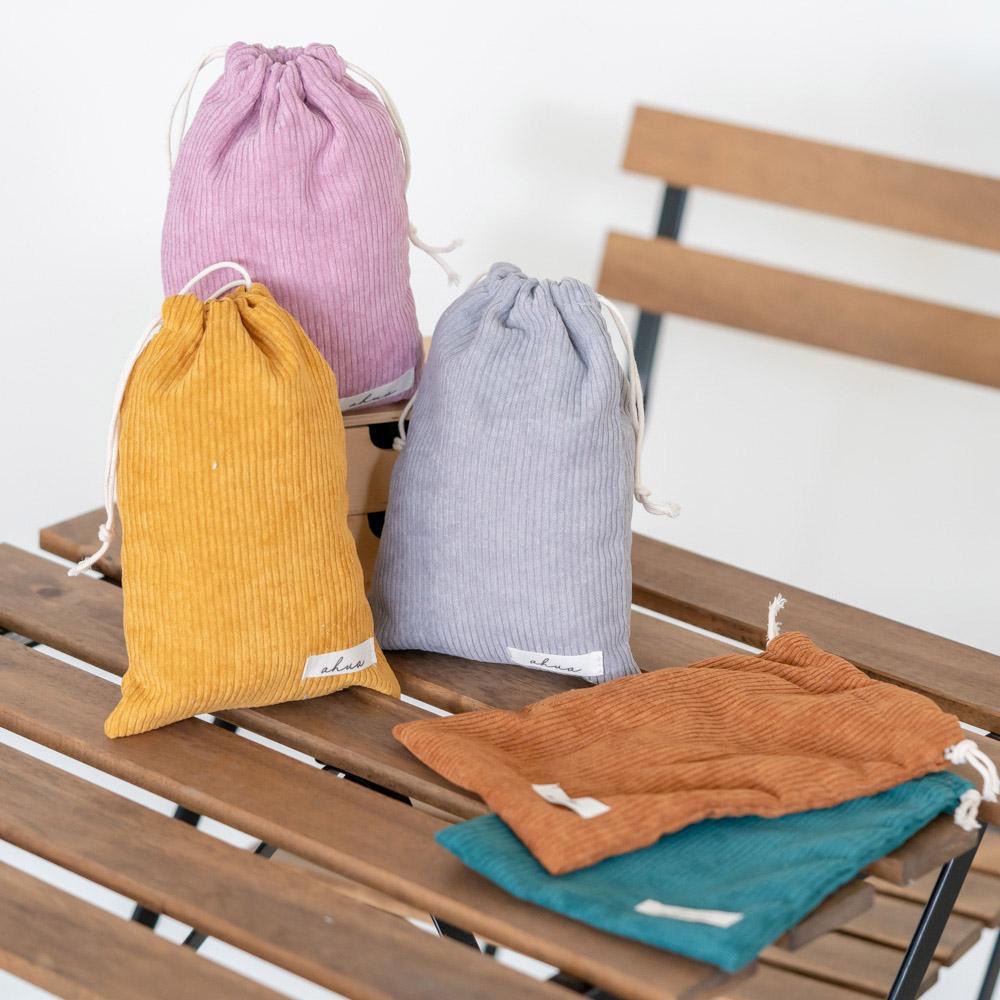 AHUA阿華有事嗎 韓系包包  純色燈芯絨束口袋(大)B0059  韓妞必備小物 百搭配件 包包 袋子 手袋-細節圖3