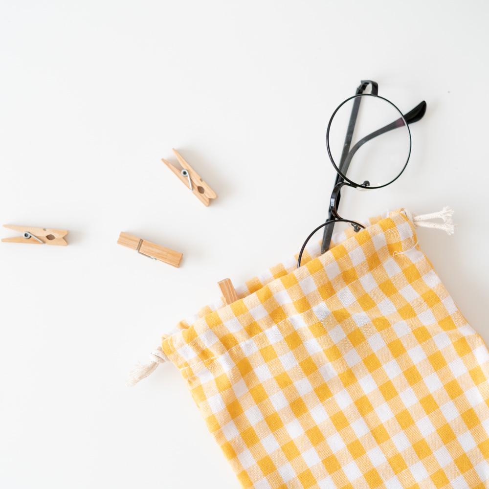 AHUA阿華有事嗎 韓系包包  撞色格子束口袋(大) B0054  韓妞必備小物 百搭配件 包包 袋子 手袋 束口小包-細節圖4