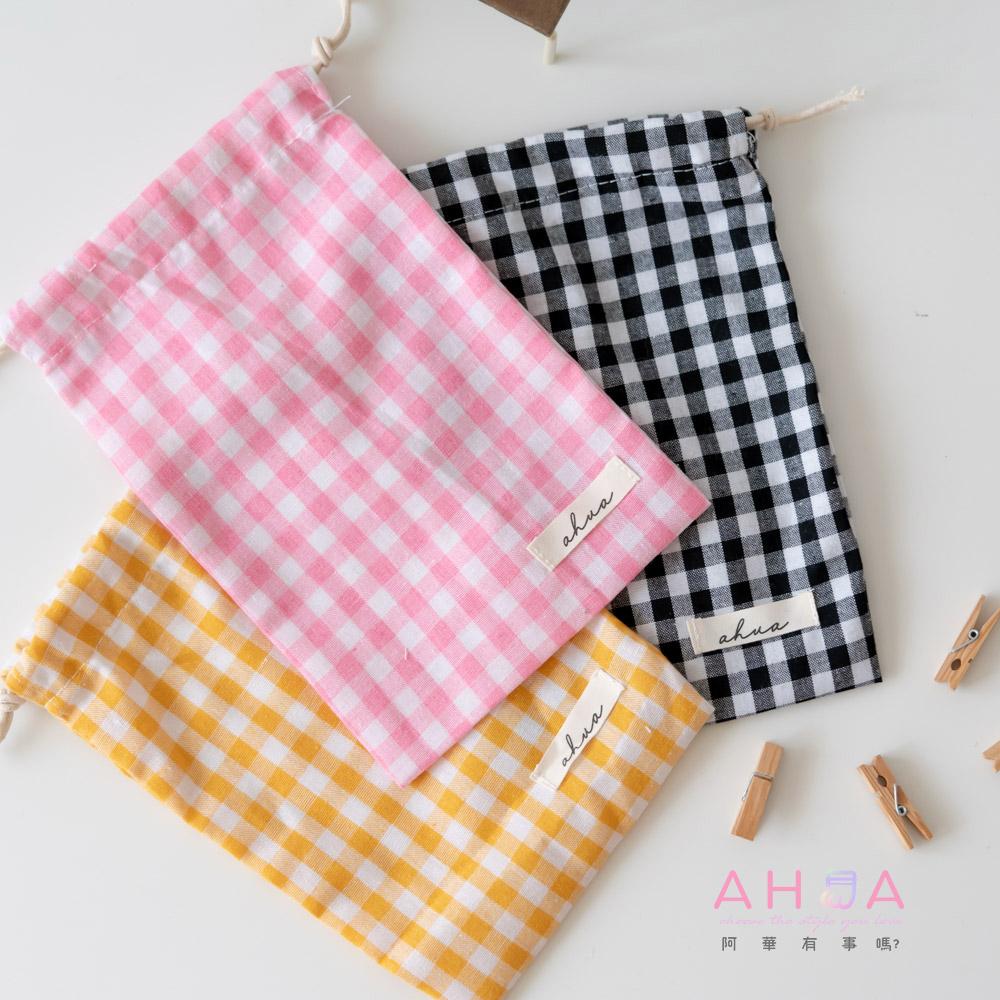 AHUA阿華有事嗎 韓系包包  撞色格子束口袋(大) B0054  韓妞必備小物 百搭配件 包包 袋子 手袋 束口小包-細節圖8