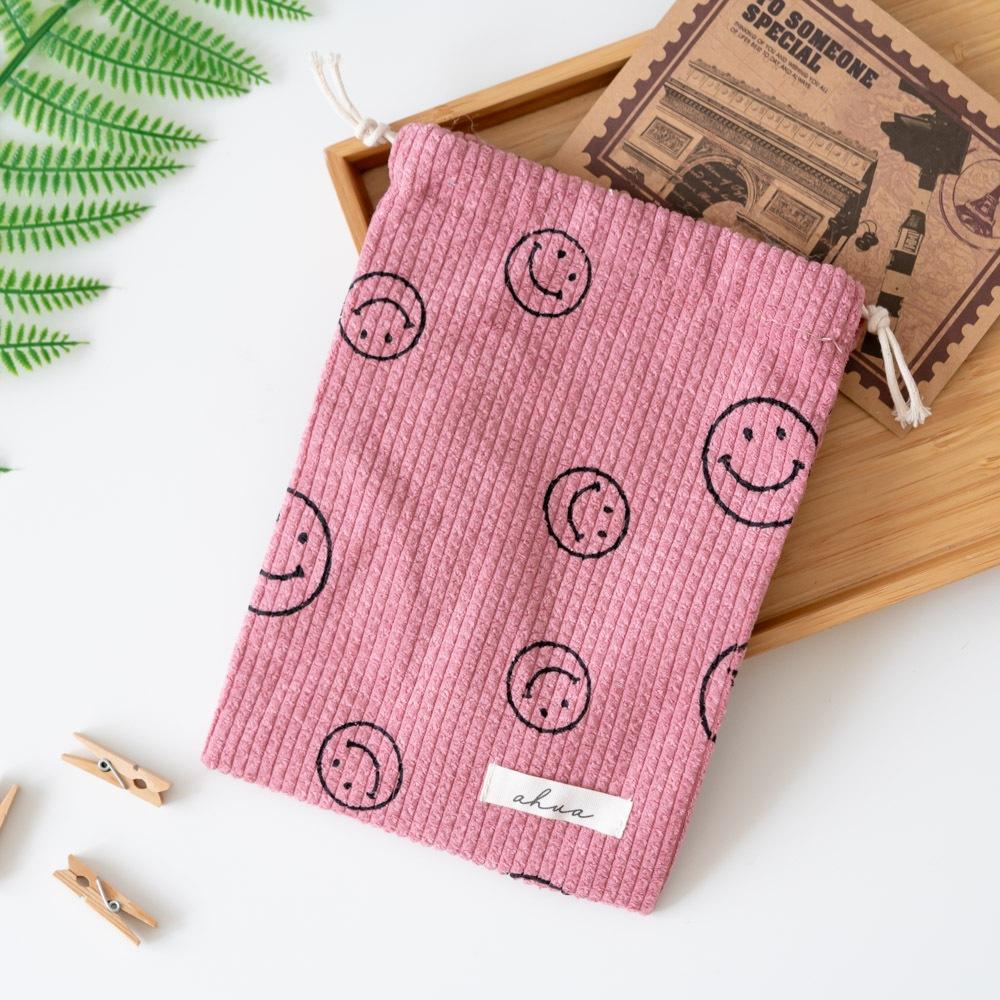 AHUA阿華有事嗎 韓系包包  笑臉燈芯絨束口袋(大)B0058  韓妞必備小物 百搭配件 包包 袋子 手袋-細節圖7