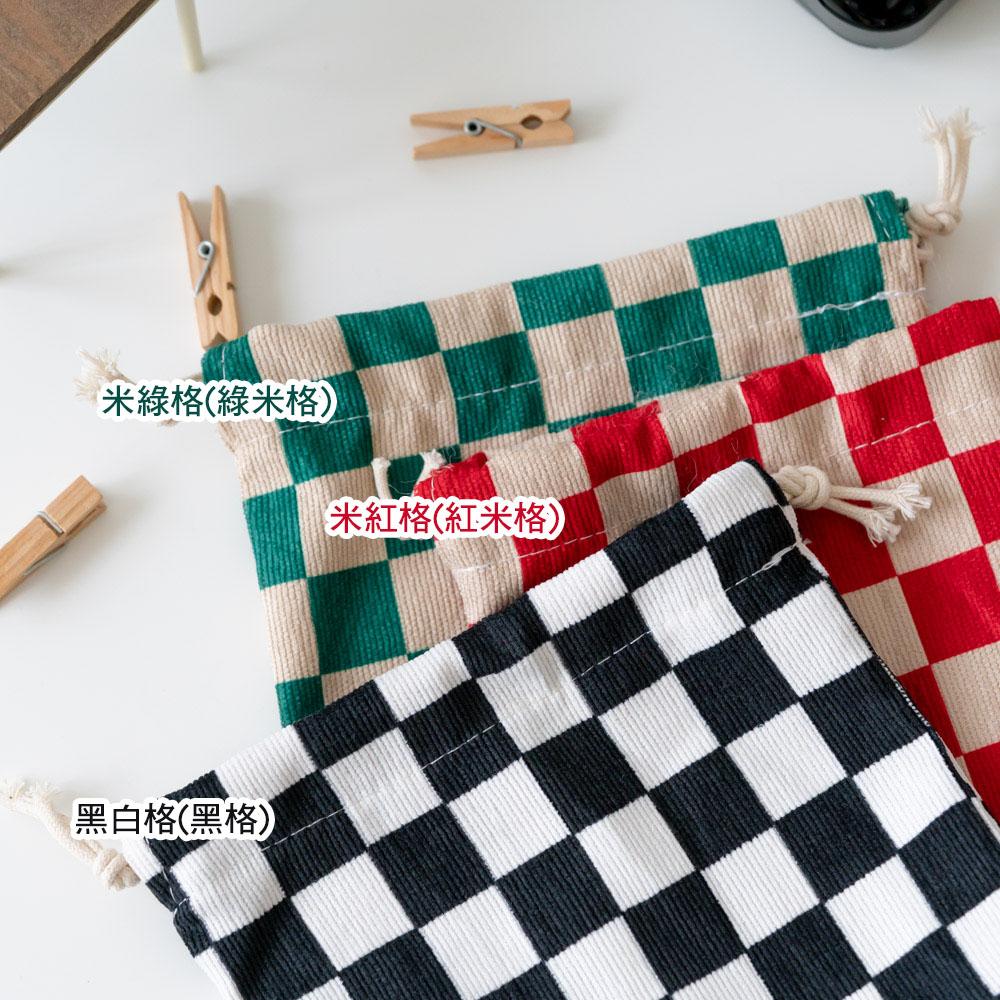 AHUA阿華有事嗎 韓系包包  棋盤格燈芯絨束口袋(大)B0060  韓妞必備小物 百搭配件 包包 袋子 手袋-細節圖2