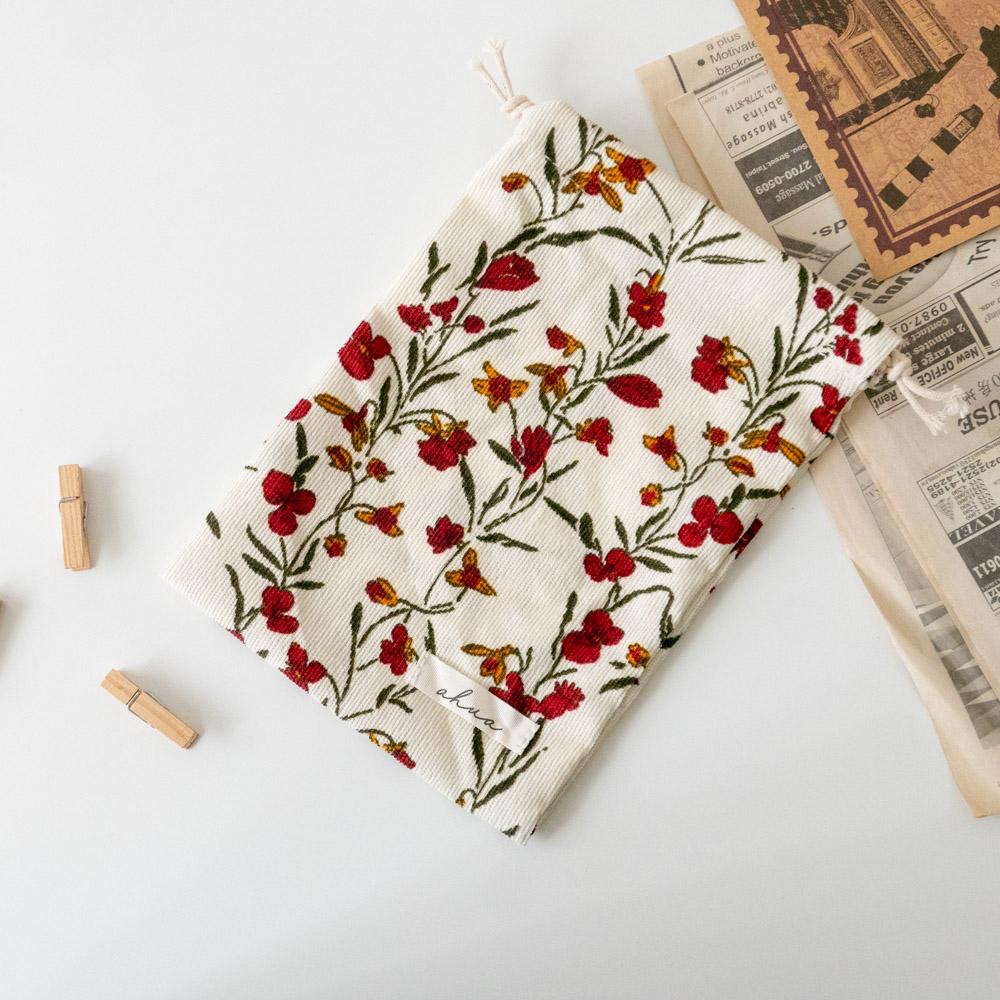 AHUA阿華有事嗎 韓系包包  滿版花朵燈芯絨束口袋(大) B0056  韓妞必備小物 百搭配件 包包 袋子 手袋 收納-細節圖9