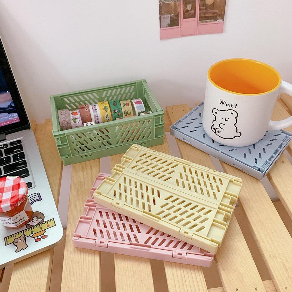 AHUA阿華有事嗎  馬卡龍折疊收納盒-迷你款【F0025】桌面 文具 雜物 收納 置物籃-細節圖3
