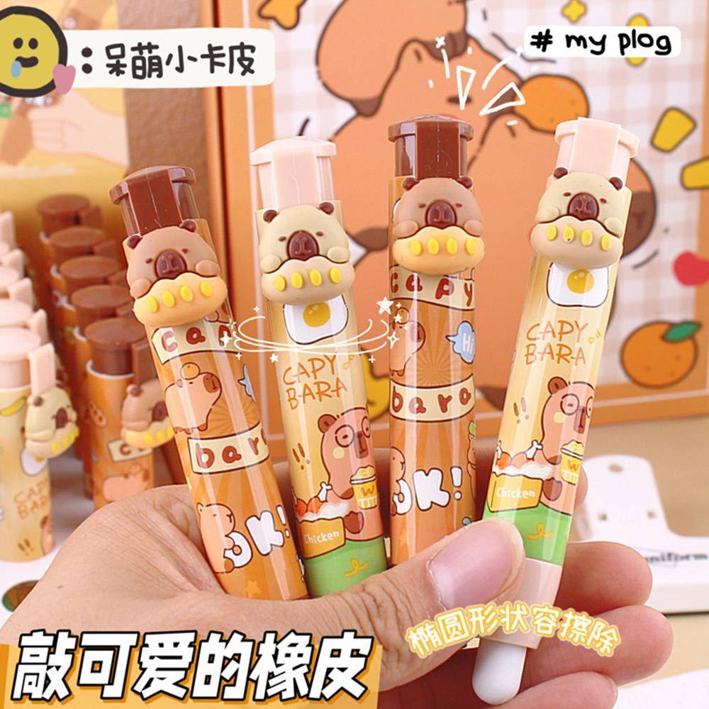 AHUA 阿華有事嗎 立體筆夾水豚按動式橡皮擦 O0050 可愛 文具 開學用品 辦公用品-細節圖3