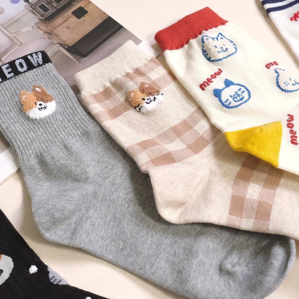 AHUA阿華有事嗎喵喵家族可愛小頭中筒襪 K2301 正韓襪子 百搭純棉襪 韓妞必備 少女襪-細節圖3