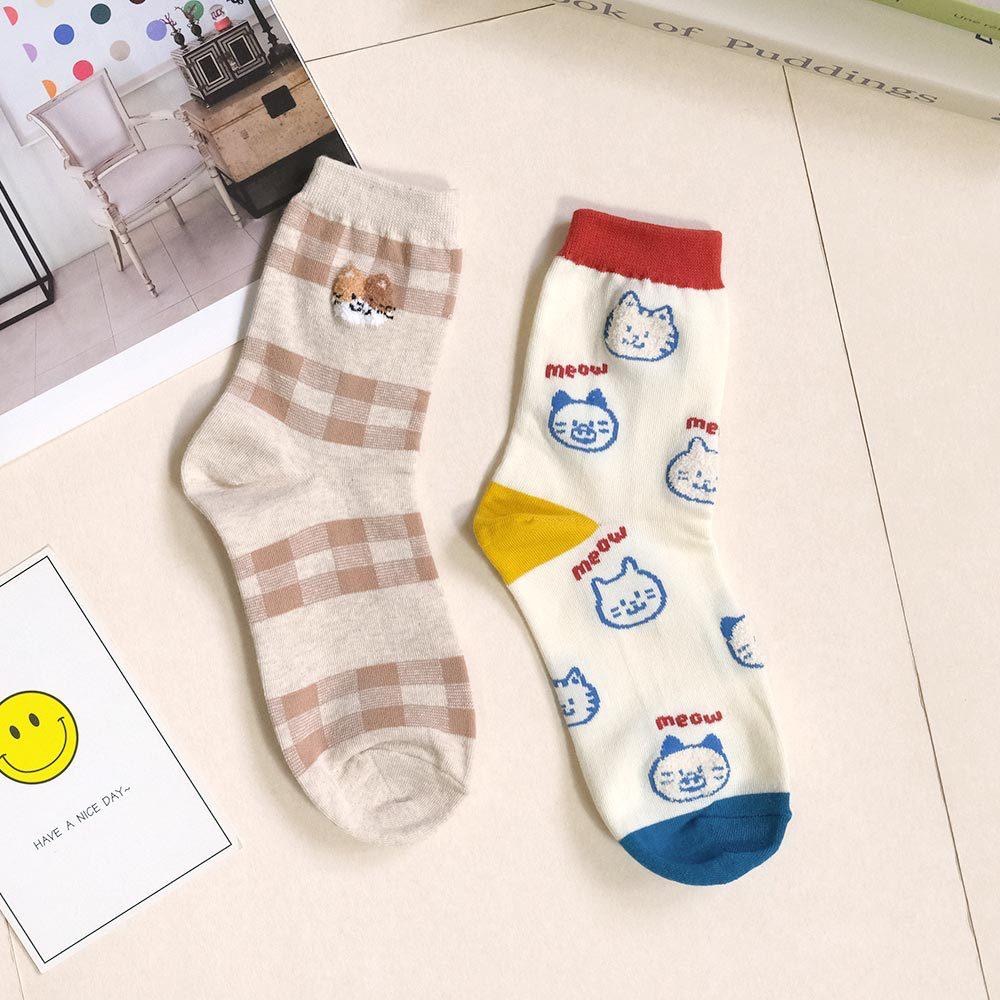 AHUA阿華有事嗎喵喵家族可愛小頭中筒襪 K2301 正韓襪子 百搭純棉襪 韓妞必備 少女襪-細節圖6