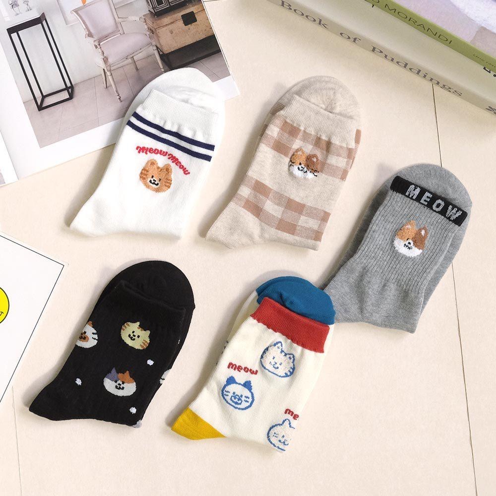 AHUA阿華有事嗎喵喵家族可愛小頭中筒襪 K2301 正韓襪子 百搭純棉襪 韓妞必備 少女襪-細節圖7