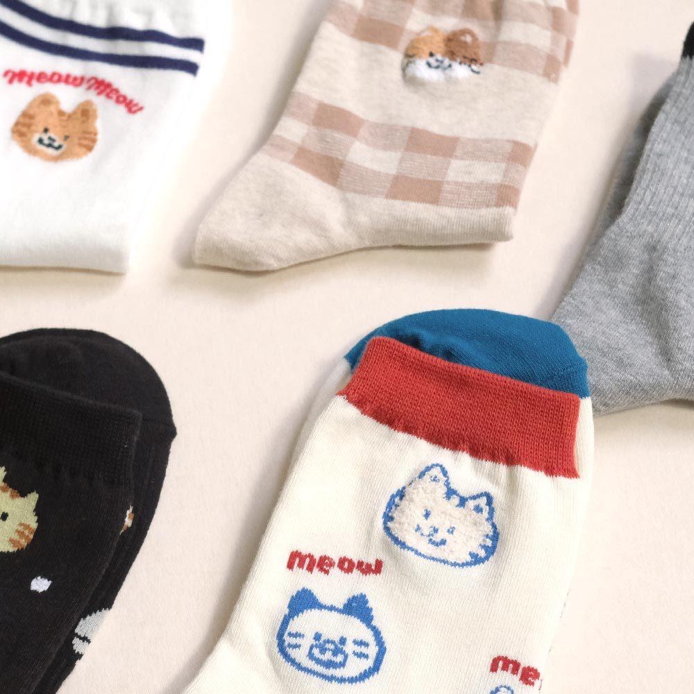 AHUA阿華有事嗎喵喵家族可愛小頭中筒襪 K2301 正韓襪子 百搭純棉襪 韓妞必備 少女襪-細節圖8