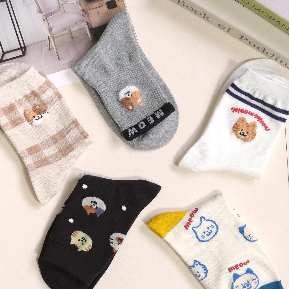 AHUA阿華有事嗎喵喵家族可愛小頭中筒襪 K2301 正韓襪子 百搭純棉襪 韓妞必備 少女襪-細節圖9