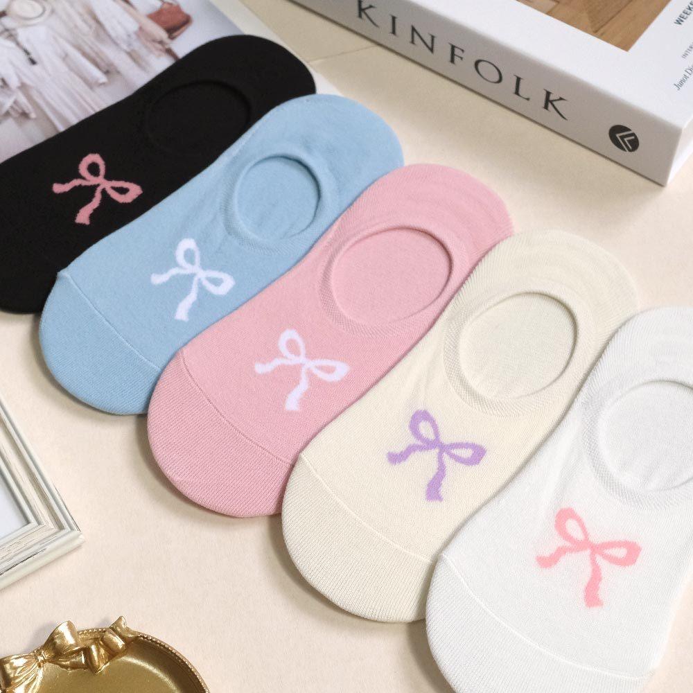 AHUA阿華有事嗎 素色緞帶蝴蝶結隱形襪 K2299 正韓襪子 百搭純棉襪 韓妞必備 少女襪-細節圖4