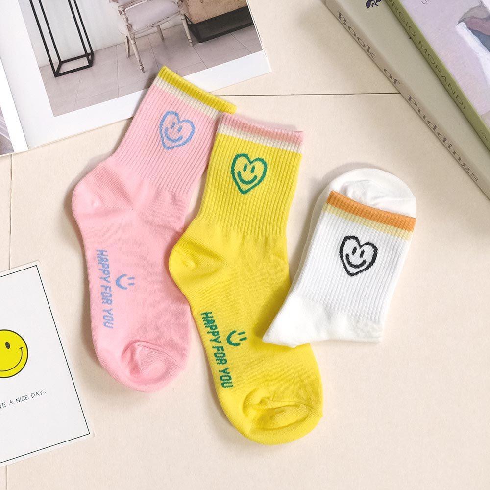 AHUA阿華有事嗎 襪口雙拼色縷空愛心笑臉中筒襪 K2300 正韓襪子 百搭純棉襪 韓妞必備 少女襪-細節圖5