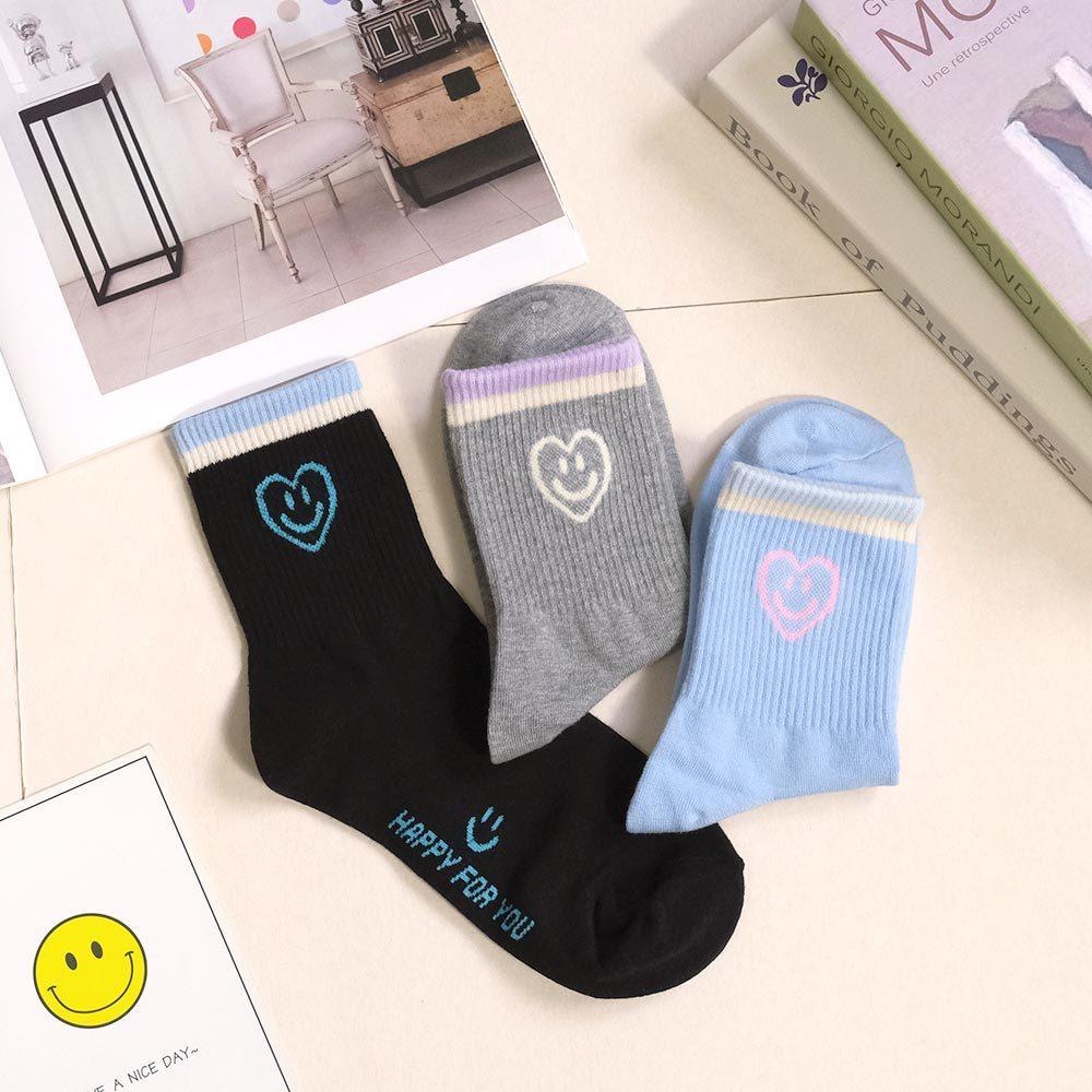 AHUA阿華有事嗎 襪口雙拼色縷空愛心笑臉中筒襪 K2300 正韓襪子 百搭純棉襪 韓妞必備 少女襪-細節圖7