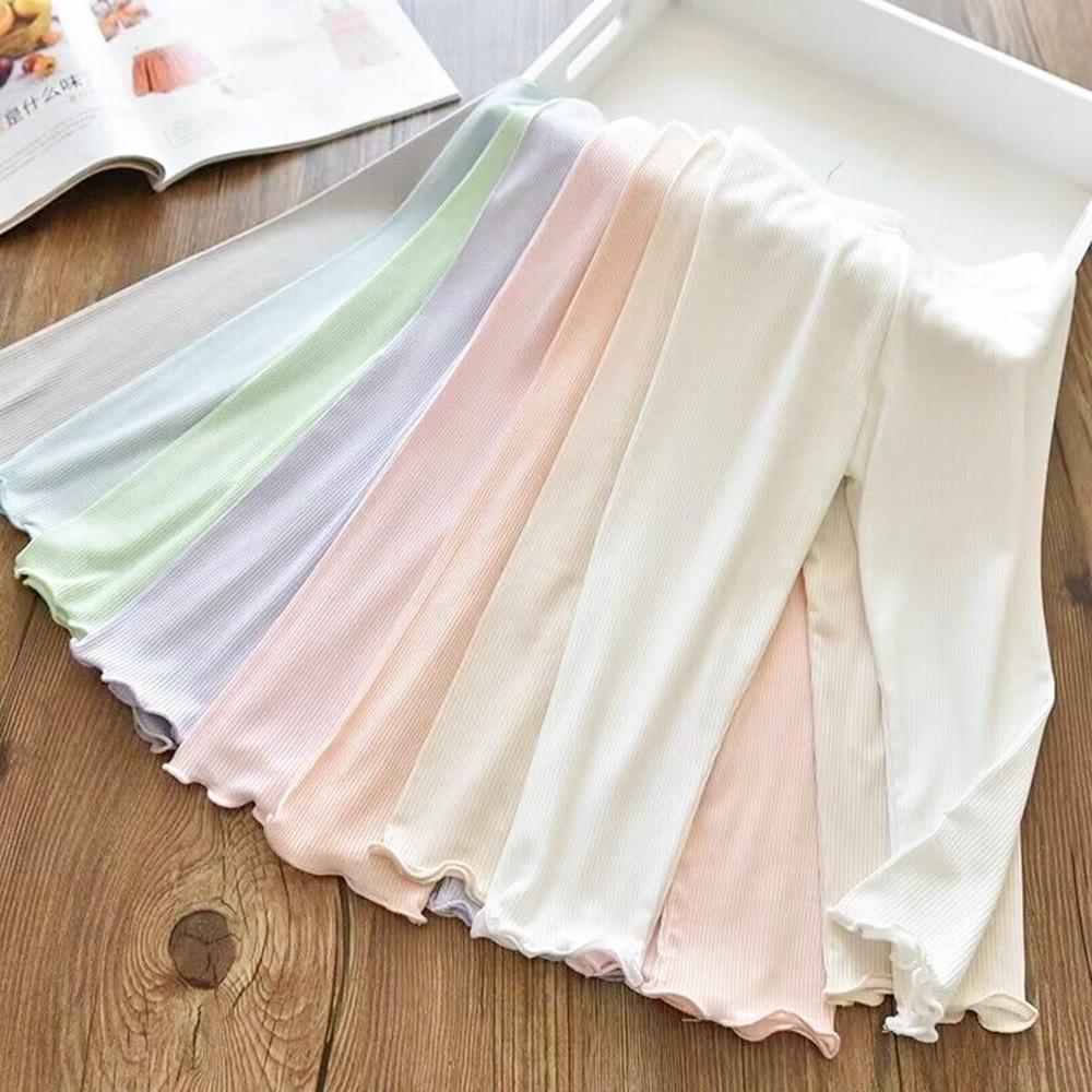 AHUA阿華有事嗎 童冰絲純色細坑條木耳邊小腳褲 TT0078 可愛 童褲 (預購)-細節圖3