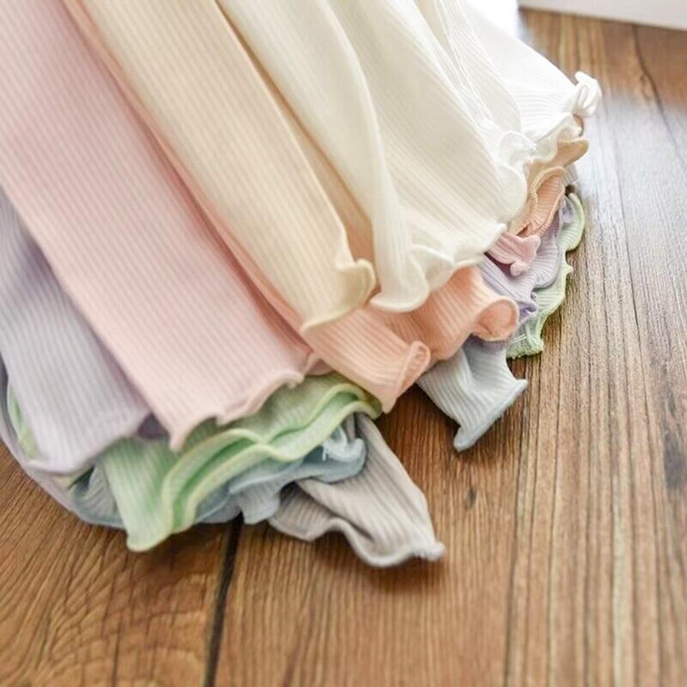 AHUA阿華有事嗎 童冰絲純色細坑條木耳邊小腳褲 TT0078 可愛 童褲 (預購)-細節圖6