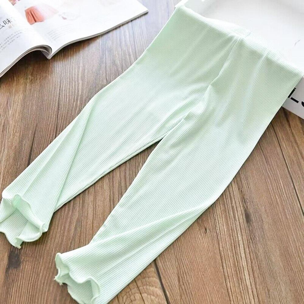 AHUA阿華有事嗎 童冰絲純色細坑條木耳邊小腳褲 TT0078 可愛 童褲 (預購)-細節圖9