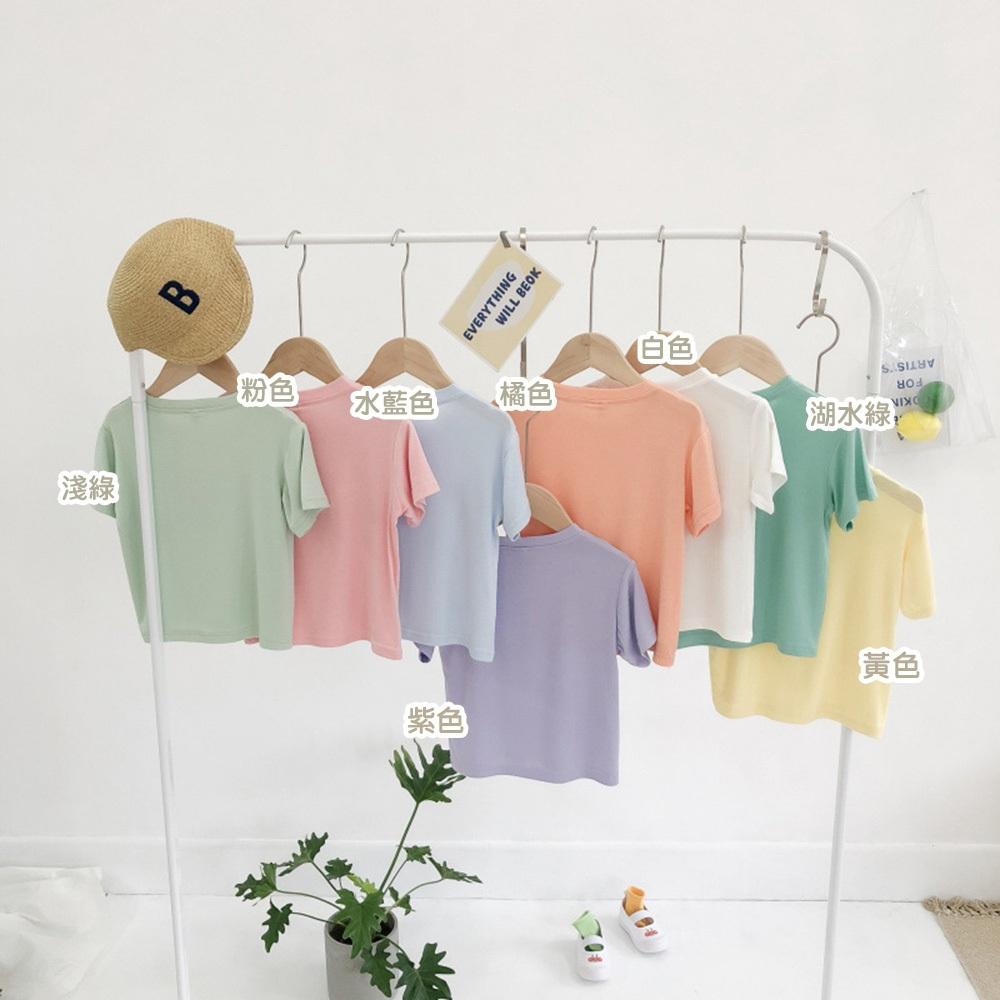 AHUA阿華有事嗎 童糖果色莫代爾彈性短袖上衣童裝 TT0107 可愛 童裝 (預購)-細節圖2