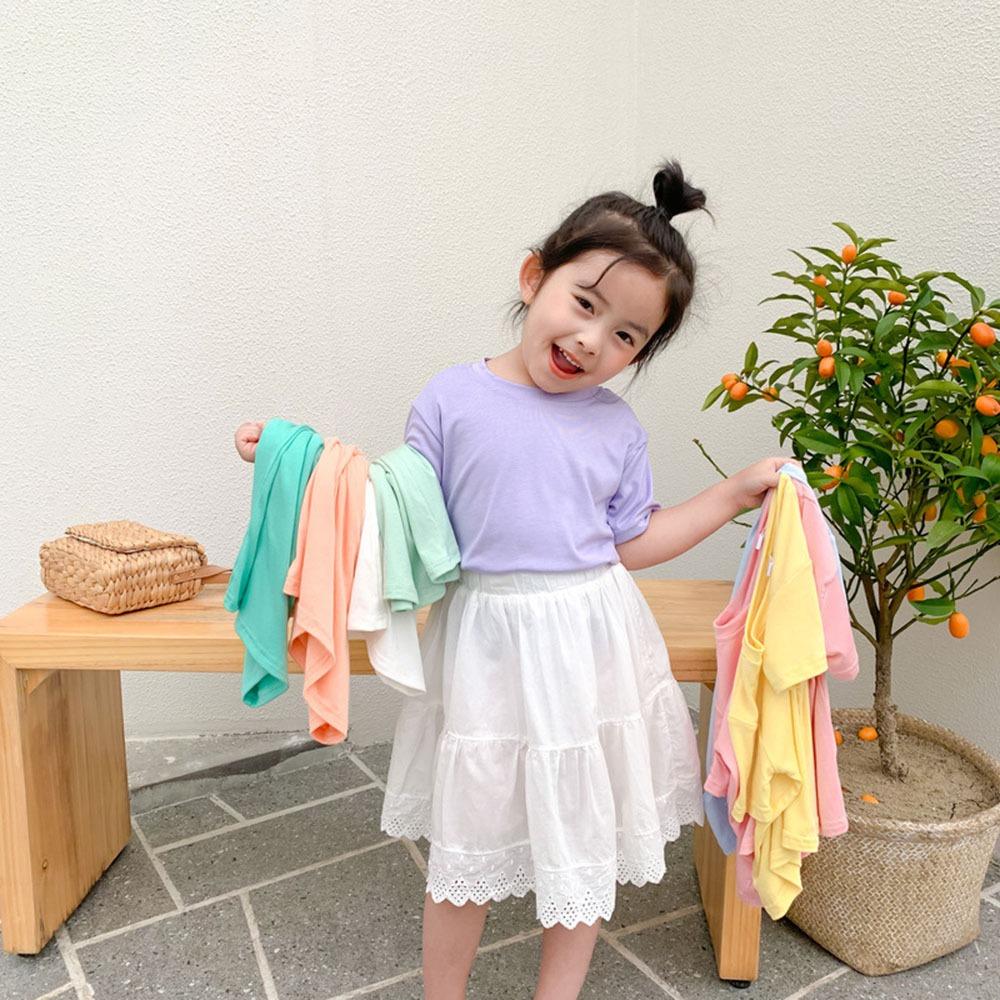 AHUA阿華有事嗎 童糖果色莫代爾彈性短袖上衣童裝 TT0107 可愛 童裝 (預購)-細節圖3