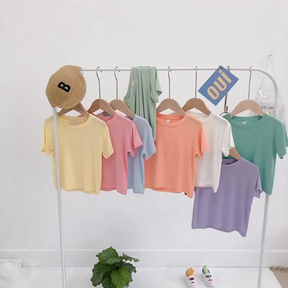 AHUA阿華有事嗎 童糖果色莫代爾彈性短袖上衣童裝 TT0107 可愛 童裝 (預購)-細節圖8