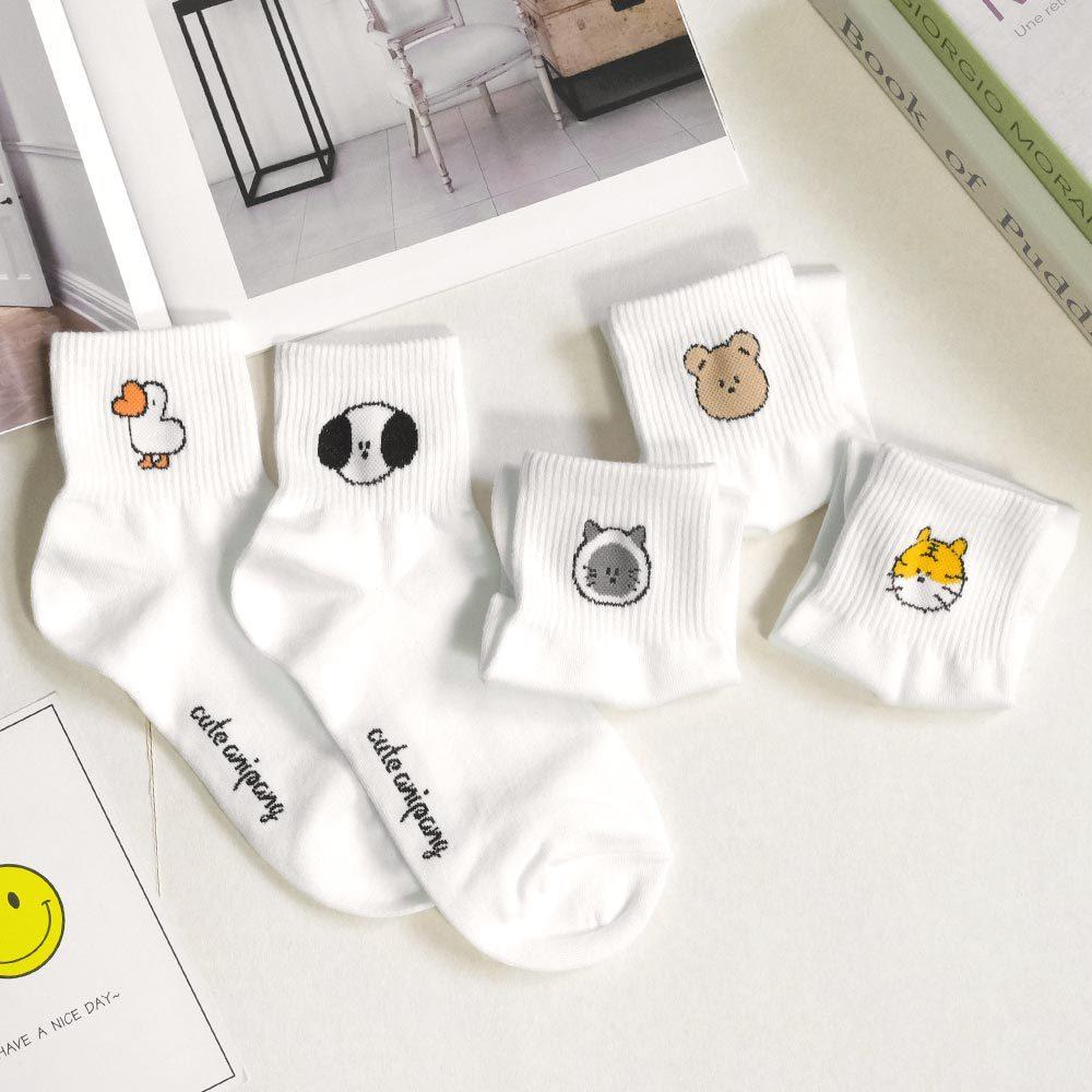 AHUA阿華有事嗎 襪口可愛小動物短襪 K2302 正韓襪子 百搭純棉襪 韓妞必備 少女襪-細節圖7