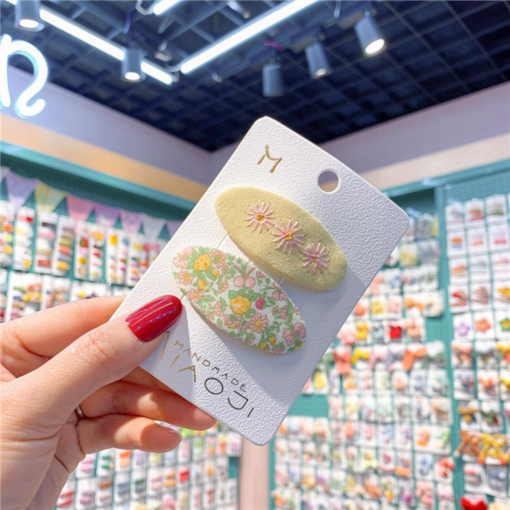 AHUA阿華有事嗎 童布面刺繡三朵花 碎花BB髮夾2入組 TT0089 可愛 兒童髮飾 造型髮夾 (預購)-細節圖5