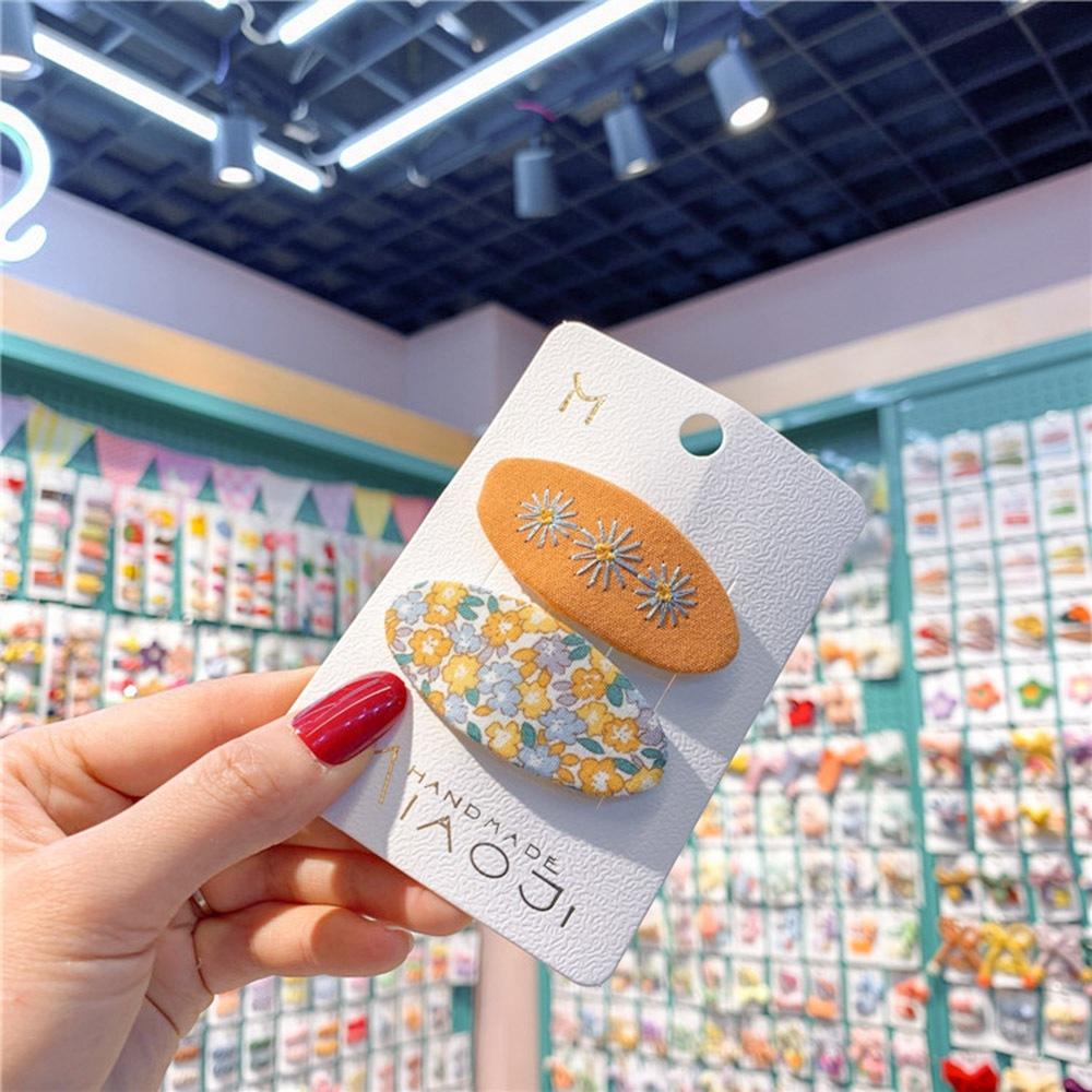 AHUA阿華有事嗎 童布面刺繡三朵花 碎花BB髮夾2入組 TT0089 可愛 兒童髮飾 造型髮夾 (預購)-細節圖7