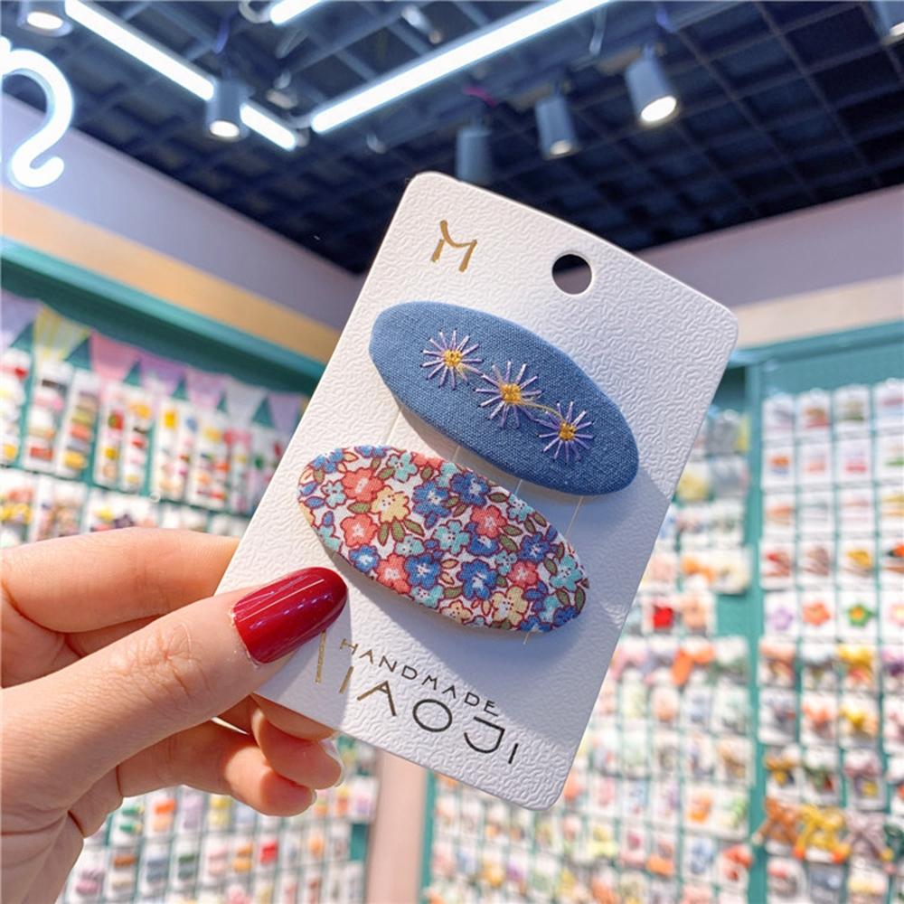 AHUA阿華有事嗎 童布面刺繡三朵花 碎花BB髮夾2入組 TT0089 可愛 兒童髮飾 造型髮夾 (預購)-細節圖8