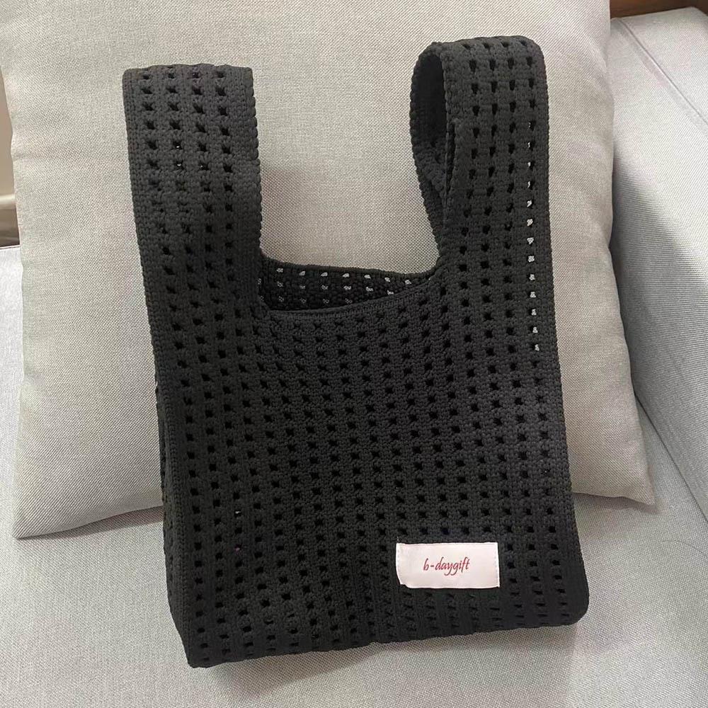 AHUA阿華有事嗎 韓系包包  縷空毛線小標針織手提包 B0099 韓妞必備包 百搭配件 包包 袋子 手袋 肩包 日系-細節圖3