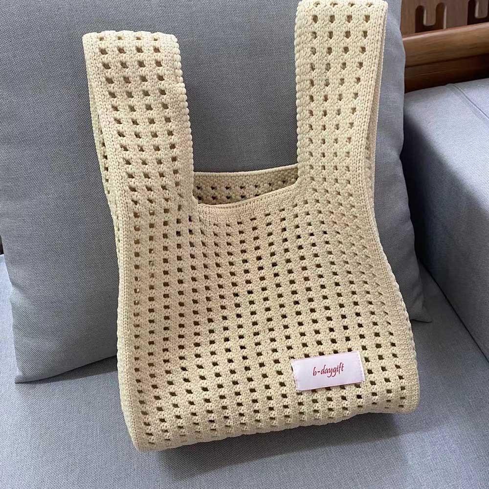 AHUA阿華有事嗎 韓系包包  縷空毛線小標針織手提包 B0099 韓妞必備包 百搭配件 包包 袋子 手袋 肩包 日系-細節圖4