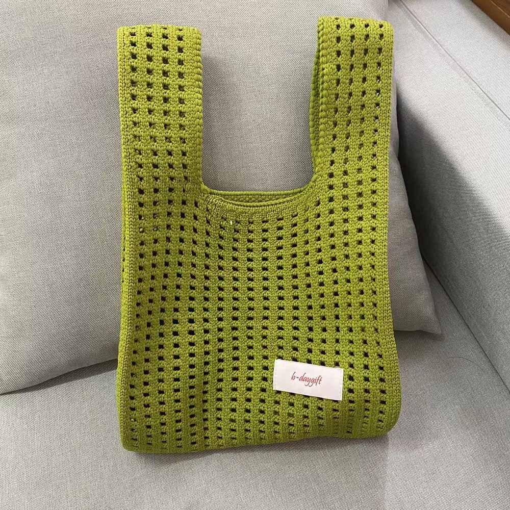 AHUA阿華有事嗎 韓系包包  縷空毛線小標針織手提包 B0099 韓妞必備包 百搭配件 包包 袋子 手袋 肩包 日系-細節圖5