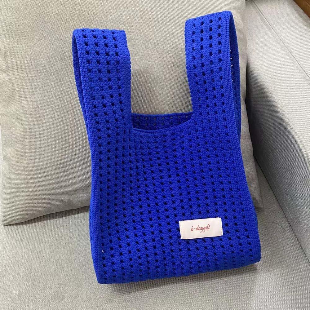 AHUA阿華有事嗎 韓系包包  縷空毛線小標針織手提包 B0099 韓妞必備包 百搭配件 包包 袋子 手袋 肩包 日系-細節圖7