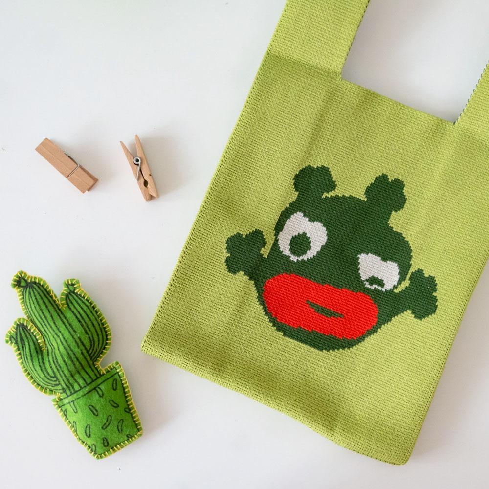 AHUA阿華有事嗎 韓系包包 紅唇小怪物針織手提包 B0091 韓妞必備包 百搭配件 包包 袋子 手袋 肩包 日系-細節圖2