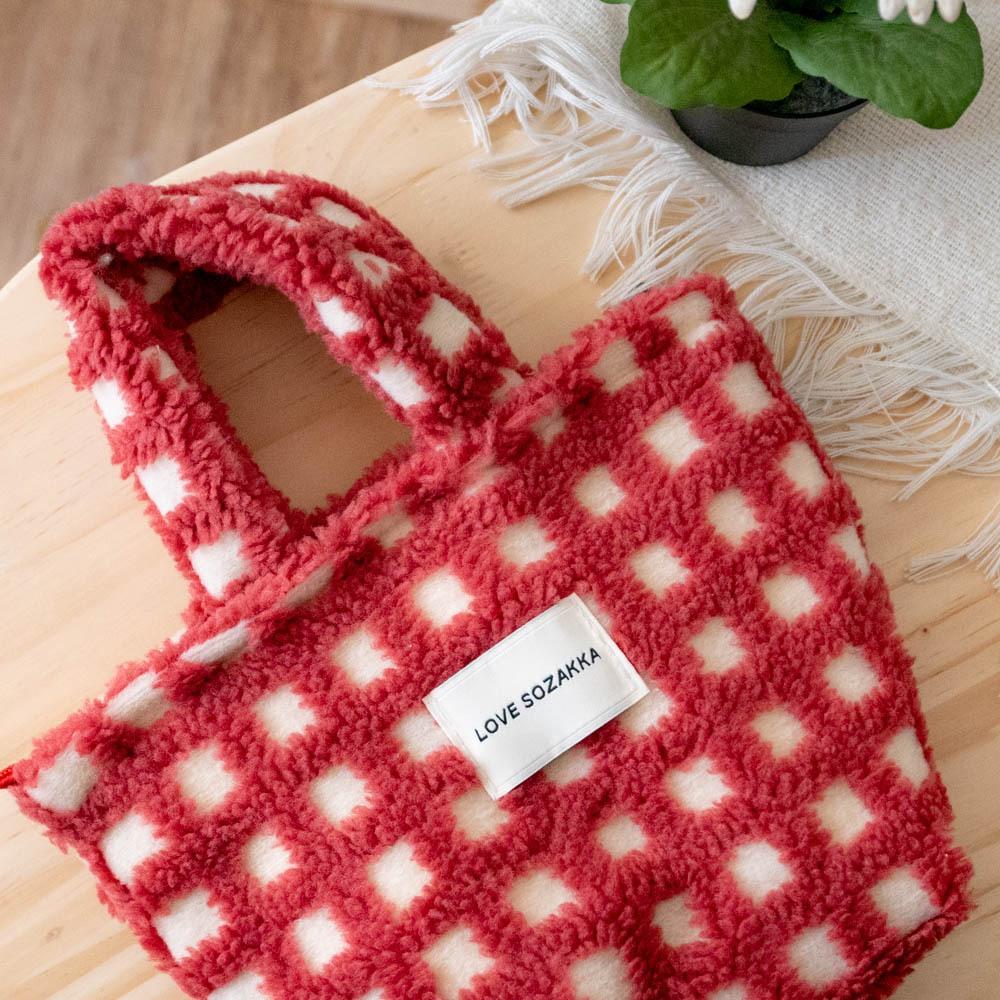 AHUA阿華有事嗎 韓系配件  立體絨毛華夫格小手提包 B0094 休閒 包包 百搭 韓妞必備 可愛 日系 肩背-細節圖5