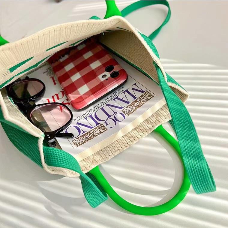 AHUA阿華有事嗎 韓系包包  方塊波浪圓點針織中包  B0097 韓妞必備包 百搭配件 包包 袋子 手袋 肩包 日系-細節圖4