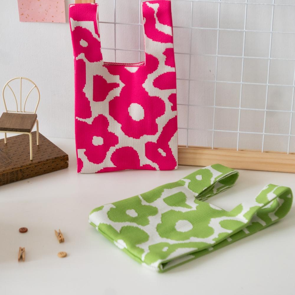 AHUA阿華有事嗎 韓系包包 滿版不規則花朵針織手提包 B0089 針織手提包  韓妞必備包 百搭配件 包包 袋子 手袋-細節圖9