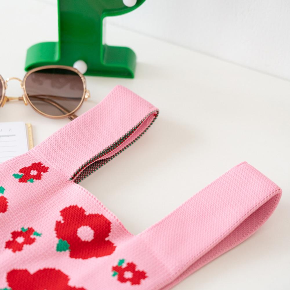 AHUA阿華有事嗎 韓系包包  滿版五瓣紅花針織手提包 B0074 韓妞必備包 百搭配件 包包 袋子 手袋 肩包 日系-細節圖7