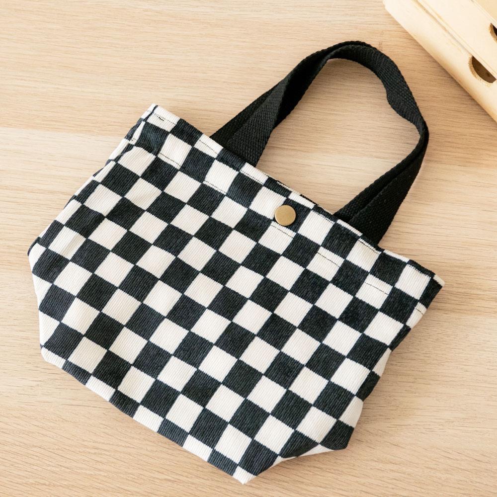 AHUA阿華有事嗎 韓系包包 棋盤格燈芯絨手提包 B0052 韓妞必備小物 百搭配件 包包 袋子 手袋 潮流風-細節圖3