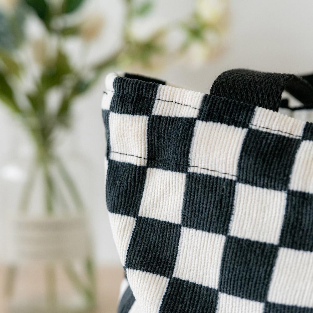 AHUA阿華有事嗎 韓系包包 棋盤格燈芯絨手提包 B0052 韓妞必備小物 百搭配件 包包 袋子 手袋 潮流風-細節圖5