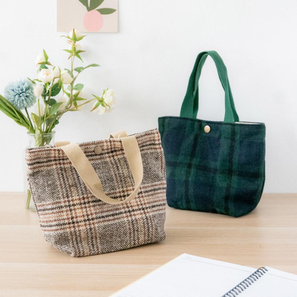 AHUA阿華有事嗎 韓系包包 毛呢格子休閒手提包 B0049 韓妞必備小物 百搭配件 包包 袋子 手袋-細節圖3