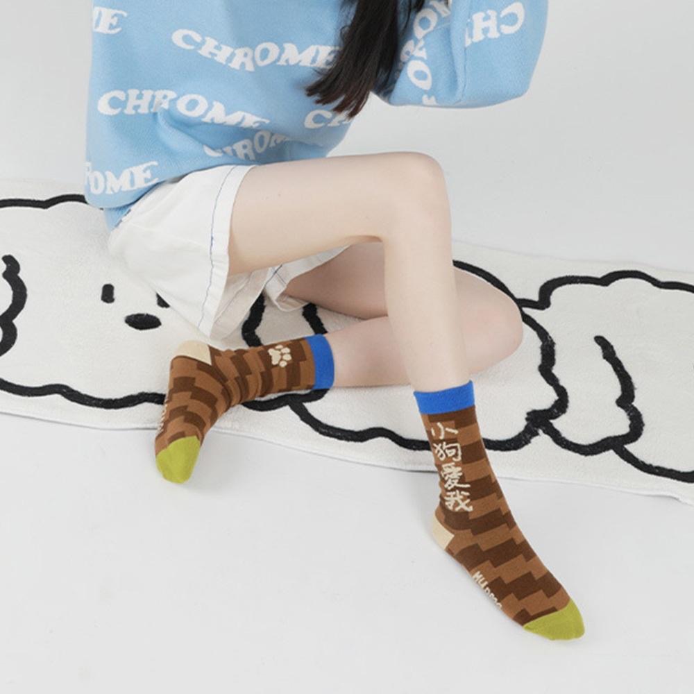 AHUA阿華有事嗎 日系襪子  貓貓狗狗愛我文字中長筒襪 S0478 韓妞必備 百搭純棉襪  韓系 日系 可愛-細節圖9