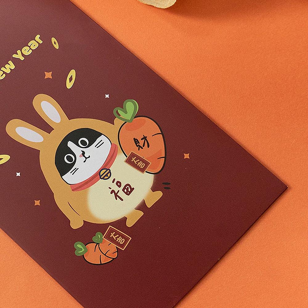 AHUA阿華有事嗎 阿華訂製 2023店長小賓兔兔扮裝紅包袋 3入1包 D0011 新年 過年 春節 燙金紅包袋-細節圖3