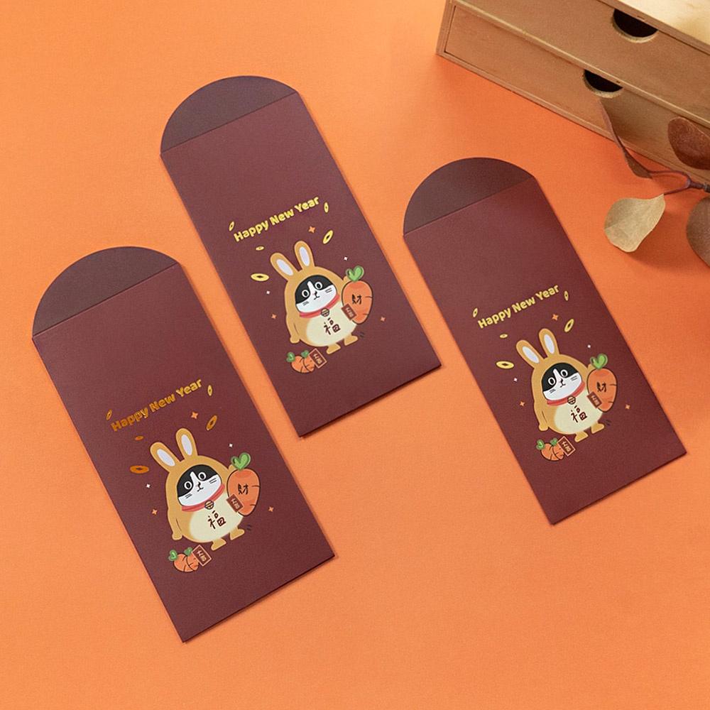 AHUA阿華有事嗎 阿華訂製 2023店長小賓兔兔扮裝紅包袋 3入1包 D0011 新年 過年 春節 燙金紅包袋-細節圖6