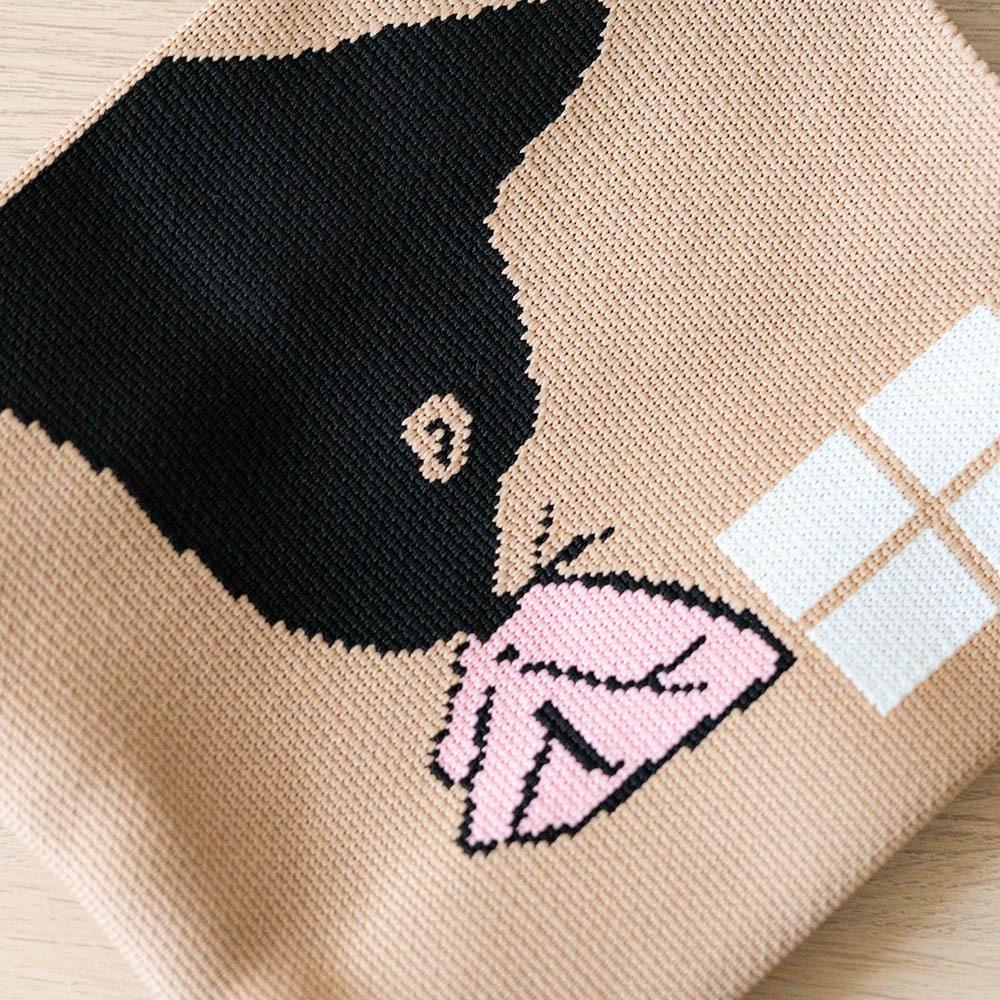 AHUA阿華有事嗎 韓系包包 貓咪蝴蝶親親針織手提包  B0087 韓妞必備包 百搭配件 包包 袋子 手袋 肩包 日系-細節圖3